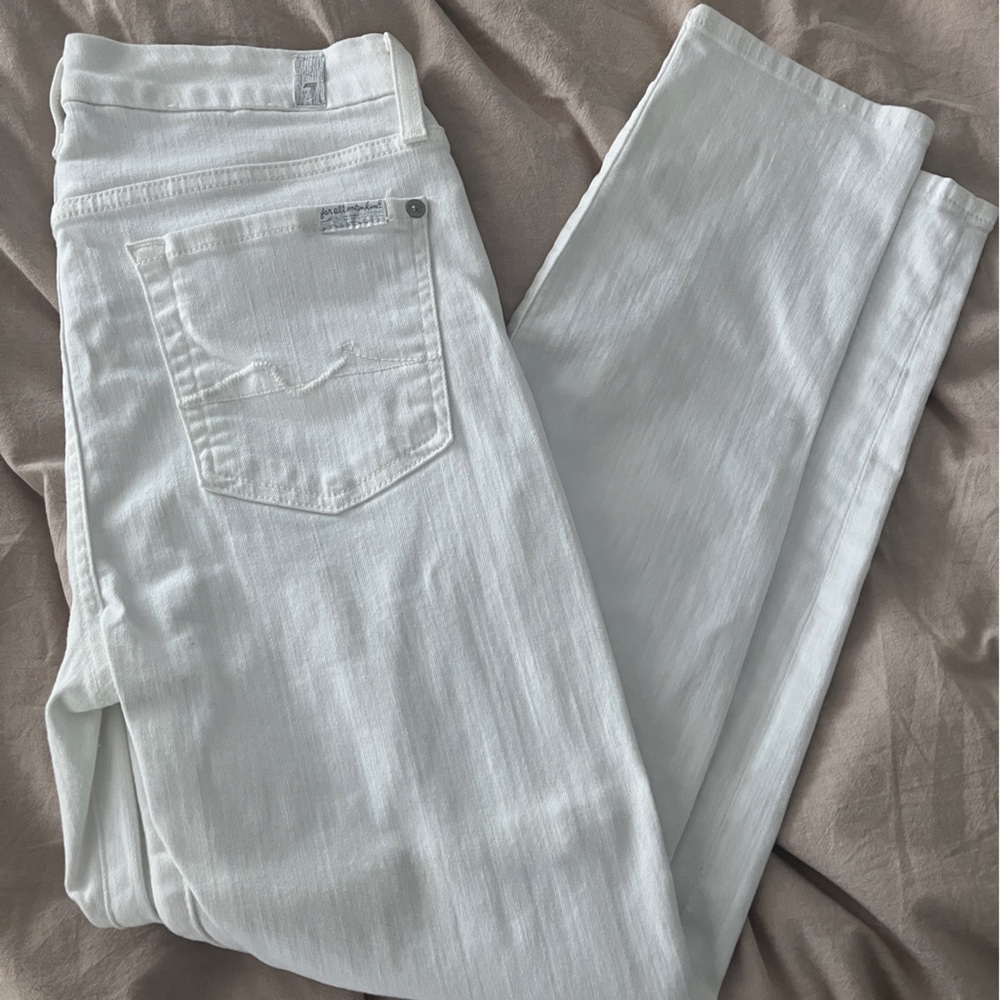 7 for all mankind white cropped jeans size 28